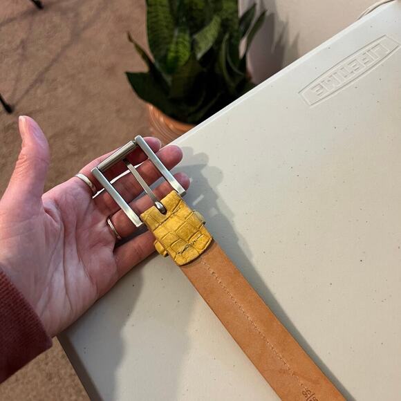 Martin Dingman Yellow Alligator Full Grain Leather USA Made Belt Size Large/XL - Picture 10 of 12